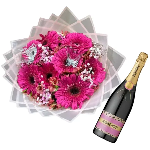 Ramo de flores gerberas y astromelias con jasmine pink rose